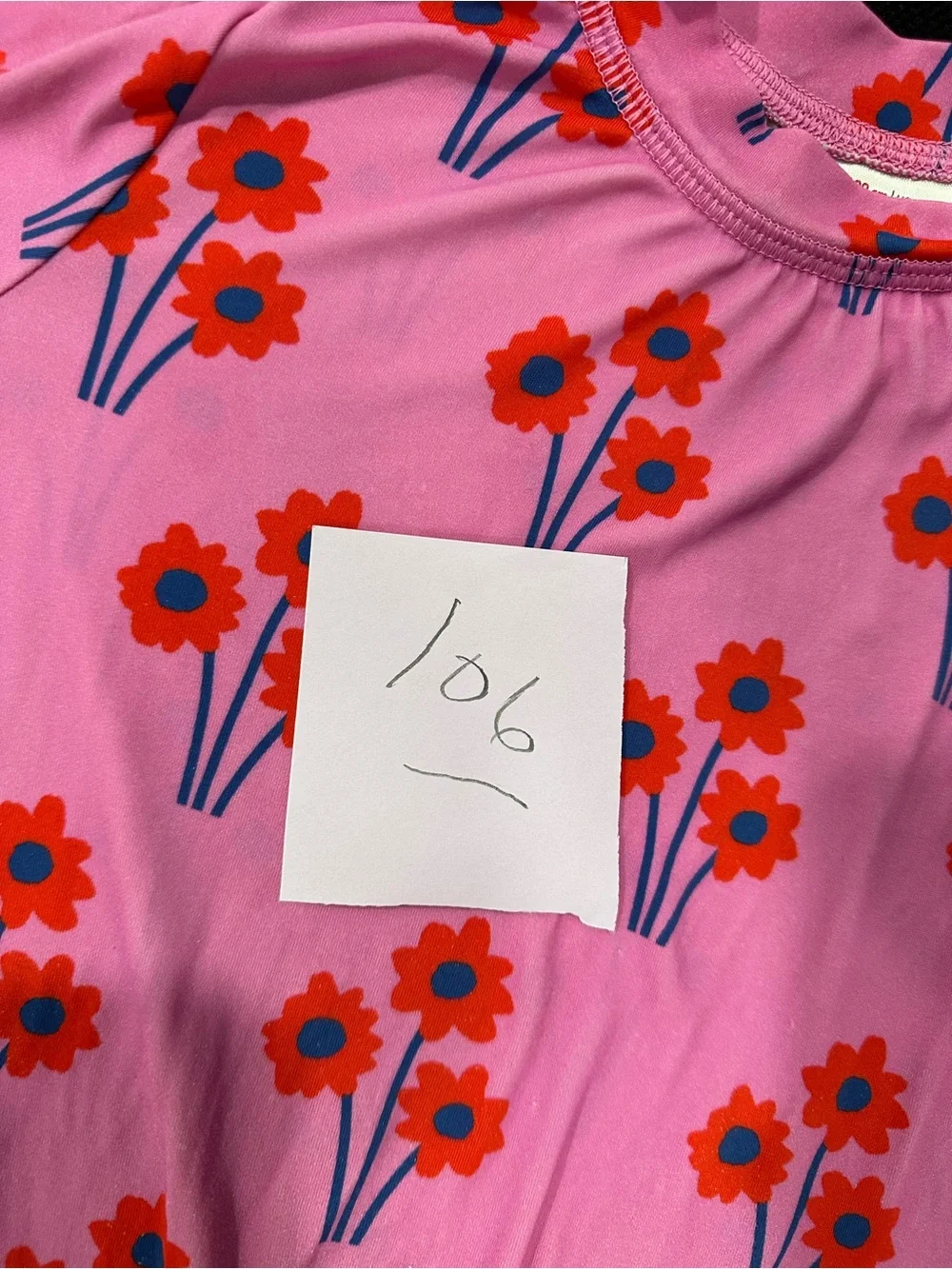Hanna Andersson Pink Long-Sleeve Swim Rashguard with Red Poppy Floral Print